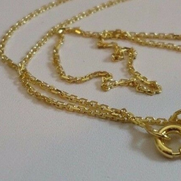 Italian 18" Rolo Made With 18K Yellow Gold Over Real 925 Sterling Silver Chain - Picture 4 of 5